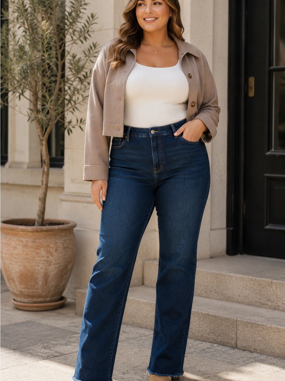 Good American Good Curve Straight Jeans Size 14/32 NWT High Rise Indigo